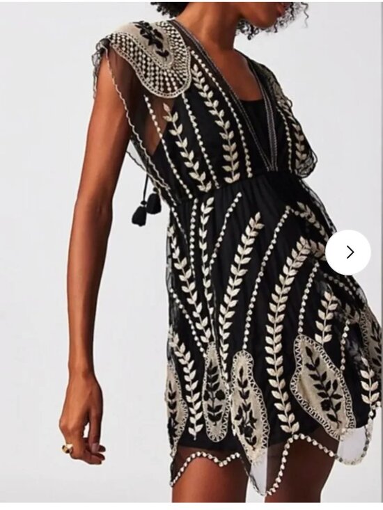 Free People Dresses & Skirts - NWOT Free People Ollari Ethereal Embroidered Lace Mini Dress in Black - XS